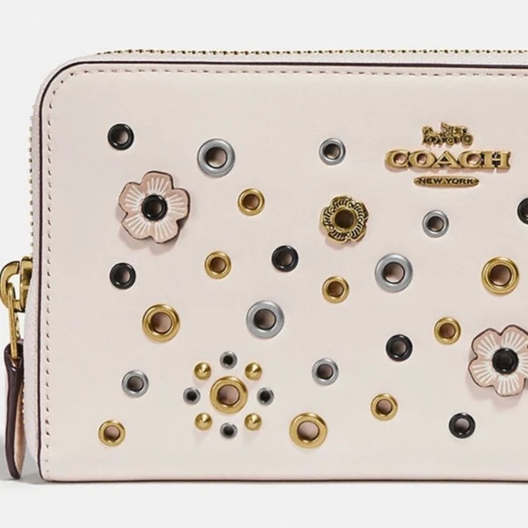 Coach Floral Zip Around Accordion Wallet with Tea Rose Appliqué and Grom… - Picture 2 of 12